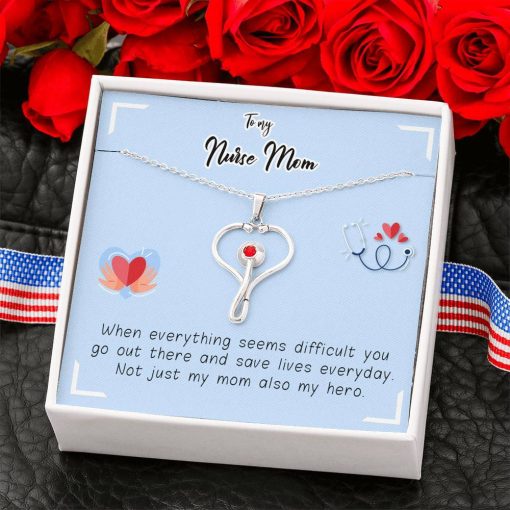 Gearhumans 3D To My Nurse Mom Happy Mothers Day Stethoscope Necklace GS27042113 ShineOn Fulfillment