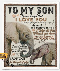 Gearhumans 3D To My Son Elephant Mom Mothers Day Gift Custom Name Blanket GW07047 Blanket Blanket M(51''x59'')