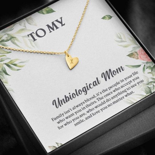 Gearhumans 3D To My Unbiological Mom Happy Mothers Day Gift Sweetest Hearts Necklace GS23042111 ShineOn Fulfillment 18K Yellow Gold Finish - 1 Heart