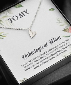 Gearhumans 3D To My Unbiological Mom Happy Mothers Day Gift Sweetest Hearts Necklace GS23042111 ShineOn Fulfillment Sterling Silver - 1 Heart 