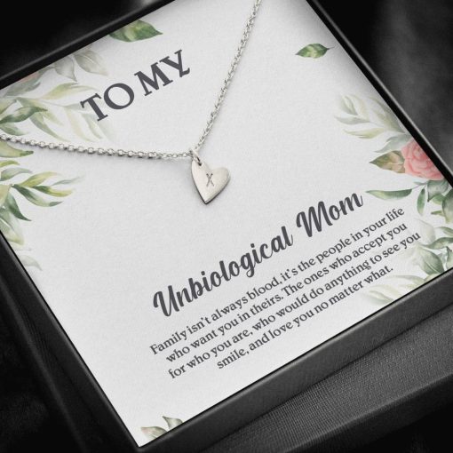 Gearhumans 3D To My Unbiological Mom Happy Mothers Day Gift Sweetest Hearts Necklace GS23042111 ShineOn Fulfillment Sterling Silver - 1 Heart