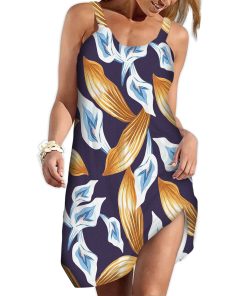 Gearhumans 3D Tom Selleck Magnum Pi Calla Lily Purple Custom Sleeveless Beach Dress GS22062110 Beach Dress Beach Dress S 
