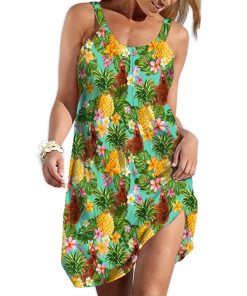 Gearhumans 3D Tropical Chicken Pineapple Custom Beach Dress GW0806217 Beach Dress Beach Dress S 