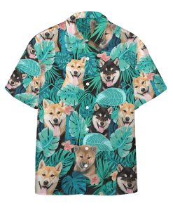Gearhumans 3D Tropical Shiba Inu Hawaiian Custom Short Sleeve Shirts GW0306211 Hawai Shirt Short Sleeve Shirt S 