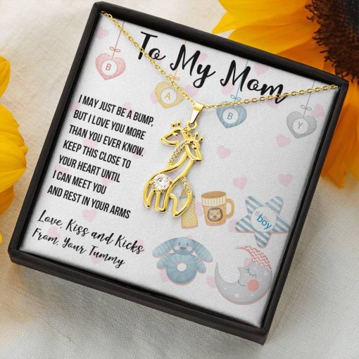 Gearhumans 3D Tummy Love Mom Happy Mothers Day Graceful Love Giraffe Necklace GS26042120 ShineOn Fulfillment