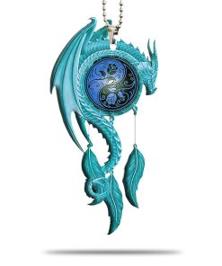 Gearhumans 3D Turquoise Blue Dragon Dreamcatcher Car Hanging GJ27052111 Car Hanging Car Hanging/1 Pack 