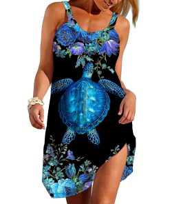 Gearhumans 3D Turtle Is Beach Soul Custom Sleeveless Beach Dress GS24062130 Beach Dress Beach Dress S 