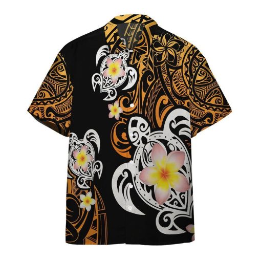 Gearhumans 3D Turtle Plumeria Polynesian Hawaii Shirt ZZ02046 Hawai Shirt Short Sleeve Shirt S
