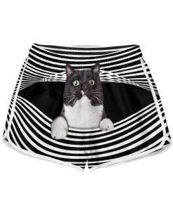 Gearhumans 3D Tuxedo Cat Stripes Custom Women Beach Shorts Swim Trunk GV300711 Women Shorts Women Shorts XS
