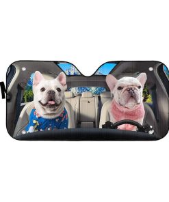 gearhumans 3D Two Bulldog In Car Custom Car Auto Sunshade GV220617 Auto Sunshade 57''x27.5'' 
