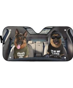 gearhumans 3D Two Cool German Shepherd Dog Custom Car Auto Sunshade GN14071 Auto Sunshade 57''x27.5'' 