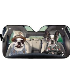 gearhumans 3D Two Couple Love Bulldogs In Car Custom Car Auto Sunshade GV23061 Auto Sunshade 57''x27.5'' 