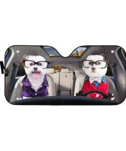 gearhumans 3D Two Cute Terrier Dogs Custom Car Auto Sunshade GV23069 Auto Sunshade 57''x27.5'' 