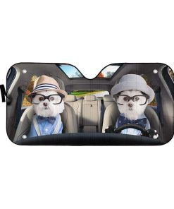 gearhumans 3D Two Friend Soulmate Terrier Dogs Custom Car Auto Sunshade GV230616 Auto Sunshade 57''x27.5'' 
