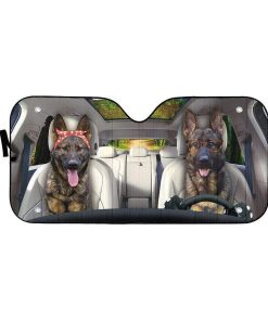 gearhumans 3D Two German Shepherd Dog Custom Car Auto Sunshade GV130711 Auto Sunshade 57''x27.5'' 