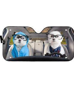 gearhumans 3D Two Lovely Terrier Dogs Custom Car Auto Sunshade GV230610 Auto Sunshade 57''x27.5'' 