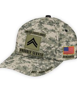 Gearhumans 3D US Army Veteran Custom Name And Custom Rank Cap GW02044 Cap Cap