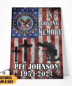 Gearhumans 3D US Veteran Memory Custom Name Custom Date Canvas GW0705212 Canvas 1 Piece Non Frame M