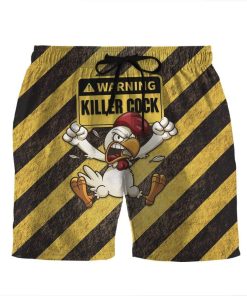 Gearhumans 3D Warning Killer Cock Custom Beach Shorts Swim Trunks GS08075 Men Shorts Men Shorts S