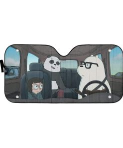 gearhumans 3D we bare bears 2020 Custom Car Auto Sunshade GV22072 Auto Sunshade 57''x27.5'' 