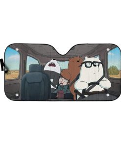 gearhumans 3D we bare bears 2020 driving Custom Car Auto Sunshade GV22077 Auto Sunshade 57''x27.5'' 