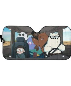gearhumans 3D We bare bears Happy Custom Car Auto Sunshade GV21073 Auto Sunshade 57''x27.5'' 