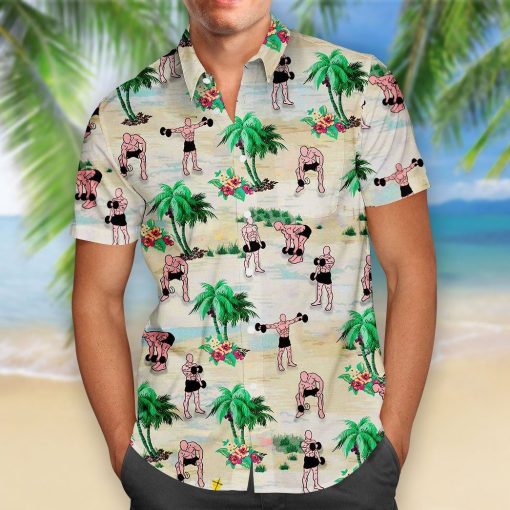 Gearhumans 3D Weight Lifting Hawaii Shirt hawaii Short Sleeve Shirt