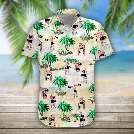 Gearhumans 3D Weight Lifting Hawaii Shirt hawaii Short Sleeve Shirt