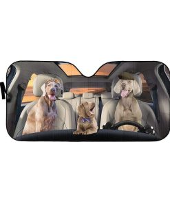 gearhumans 3D Weimaraner Dogs Custom Car Auto Sunshade GW15066 Auto Sunshade 57''x27.5'' 