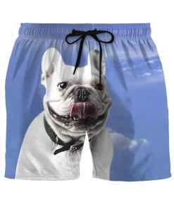 Gearhumans 3D White Bulldog Showing Tongue Custom Summer Beach Shorts Swim Trunks GV16069 Men Shorts Men Shorts S 