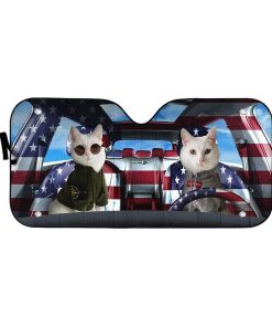 gearhumans 3D White Shorthair Cats Custom Car Auto Sunshade GV02066 Auto Sunshade 57''x27.5'' 
