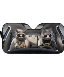 gearhumans 3D White Shorthair Cats Custom Car Auto Sunshade GV02067 Auto Sunshade 57''x27.5'' 