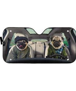gearhumans 3D Winter Friend Pugs Custom Car Auto Sunshade GV180612 Auto Sunshade 57''x27.5'' 