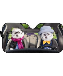 gearhumans 3D Winter Soulmate Friend And Love Terrier Dogs Custom Car Auto Sunshade GV230618 Auto Sunshade 57''x27.5'' 