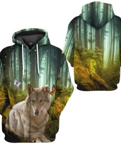 Gearhumans 3D Wolf Jungle Custom Tshirt Hoodie Apparel GW02062129 3D Apparel 