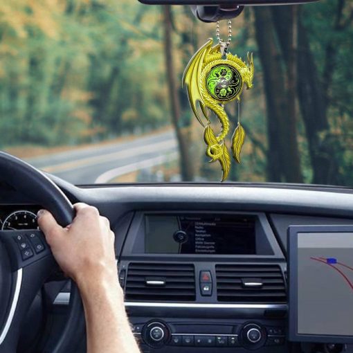 Gearhumans 3D Yellow Dragon Dreamcatcher Car Hanging GJ27052114 Car Hanging