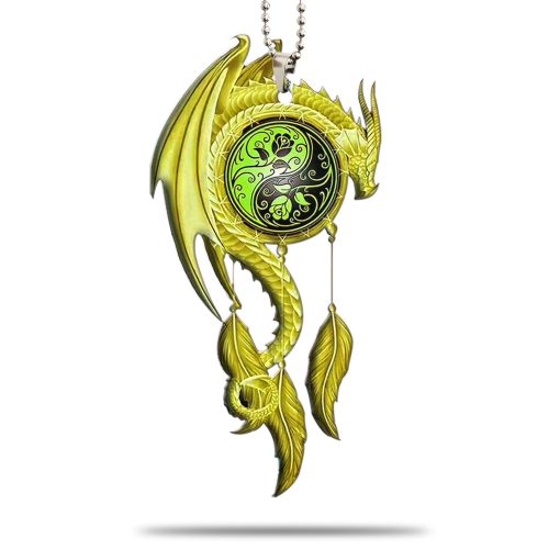 Gearhumans 3D Yellow Dragon Dreamcatcher Car Hanging GJ27052114 Car Hanging Car Hanging/1 Pack