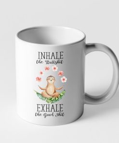 Gearhumans 3D Yoga Sloth Inhale The Good Shit Exhale The Bullshit Mug ZK2105216 Mug 11oz 