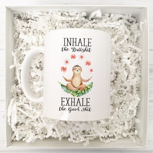 Gearhumans 3D Yoga Sloth Inhale The Good Shit Exhale The Bullshit Mug ZK2105216 Mug