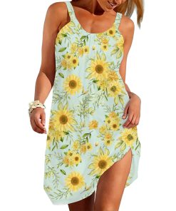 Gearhumans 3D You Are Beautiful As Sunflowers Custom Sleeveless Beach Dress GO31052111 Beach Dress Beach Dress S 