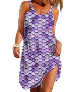 Gearhumans 3D You Are Mermazing With Violet Tail Custom Sleeveless Beach Dress GO21062113 Beach Dress Beach Dress S 