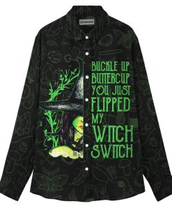 Gearhumans 3D You Just Flipped My Witch Switch Linen Shirt Women GV02101 Linen Shirt Linen Shirt S 