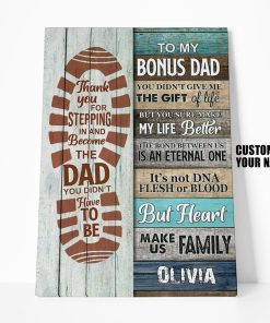 Gearhumans [Best Gift For Father's Day] 3D Happy Fathers Day Gift To Bonus Dad Custom Name Canvas GS120427 Canvas 1 Piece Non Frame M