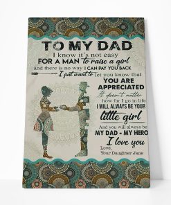 Gearhumans [Best Gift For Father's Day] 3D My Dad My Hero Fathers Day Gift Custom Name Canvas GS120426 Canvas 1 Piece Non Frame M