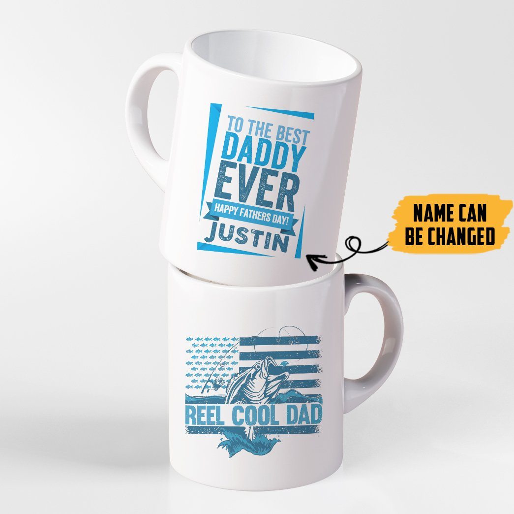 Gearhumans [Best Gift For Father's Day] [Best Gift For Mother's Day] Gearhuman 3D Happy Fathers Day Reel Cool Dad Custom Name Mug GO300310 Mug 11oz