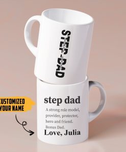 Gearhumans [Best Gift For Father's Day] Gearhuman 3D Happy Fathers Day Gift Worlds Okayest Stepdad Custom Name Mug GO250320 Mug