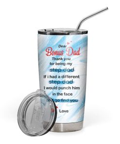 Gearhumans [Best Gift For Father's Day] Gearhuman 3D Love Step Dad Custom Name Design Vacuum Insulated Tumbler GV03066 Tumbler 20oz