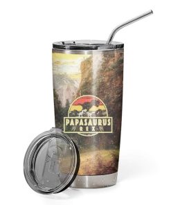 Gearhumans [Best Gift For Father's Day] Gearhuman 3D Papasaurus Rex Custom Name Design Vacuum Insulated Tumbler GW21051 Tumbler 20oz