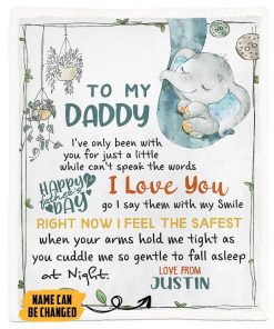 Gearhumans [Best Gift For Father's Day] GEARHUMAN 3D To My Daddy Elephant Fathers Day Gift Custom Name Blanket GS090421 Blanket Blanket M(51''x59'')