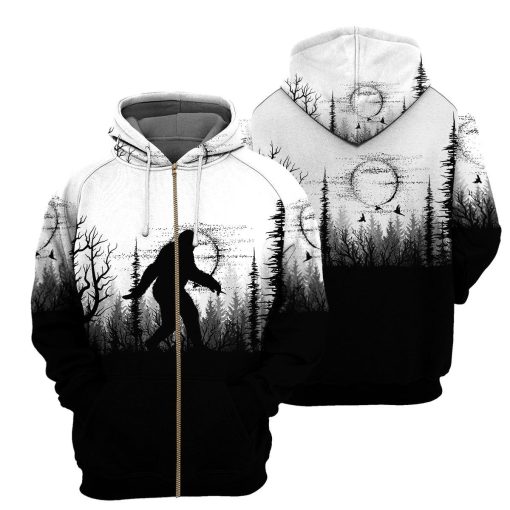 Gearhumans Bigfoot Black And White - 3D All Over Printed Shirt shirt 3D Apparel ZIP HOODIE S